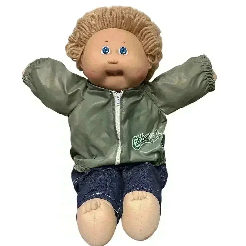 Vintage Cabbage Patch Kids Boy Doll 1978 1982 Blue Eyes Green Jacket original - Picture 2 of 9